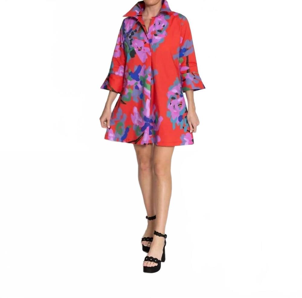 NEW HOUSE OF MBR ruthie shirt dress in miss scarlet